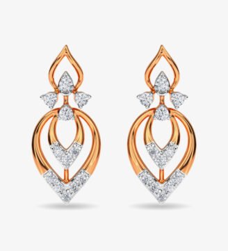 Diamond Trinity Earring Dangler Rose Gold